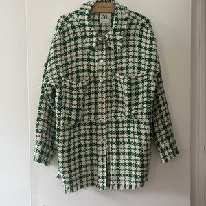 Zara textured green houndstooth shacket! Perfect condition!